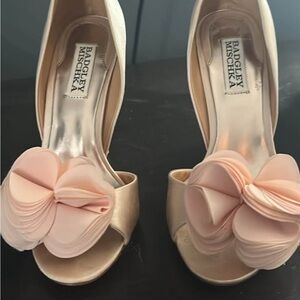 Badgley Mischka Blush Peep-Toe Heels with Bow